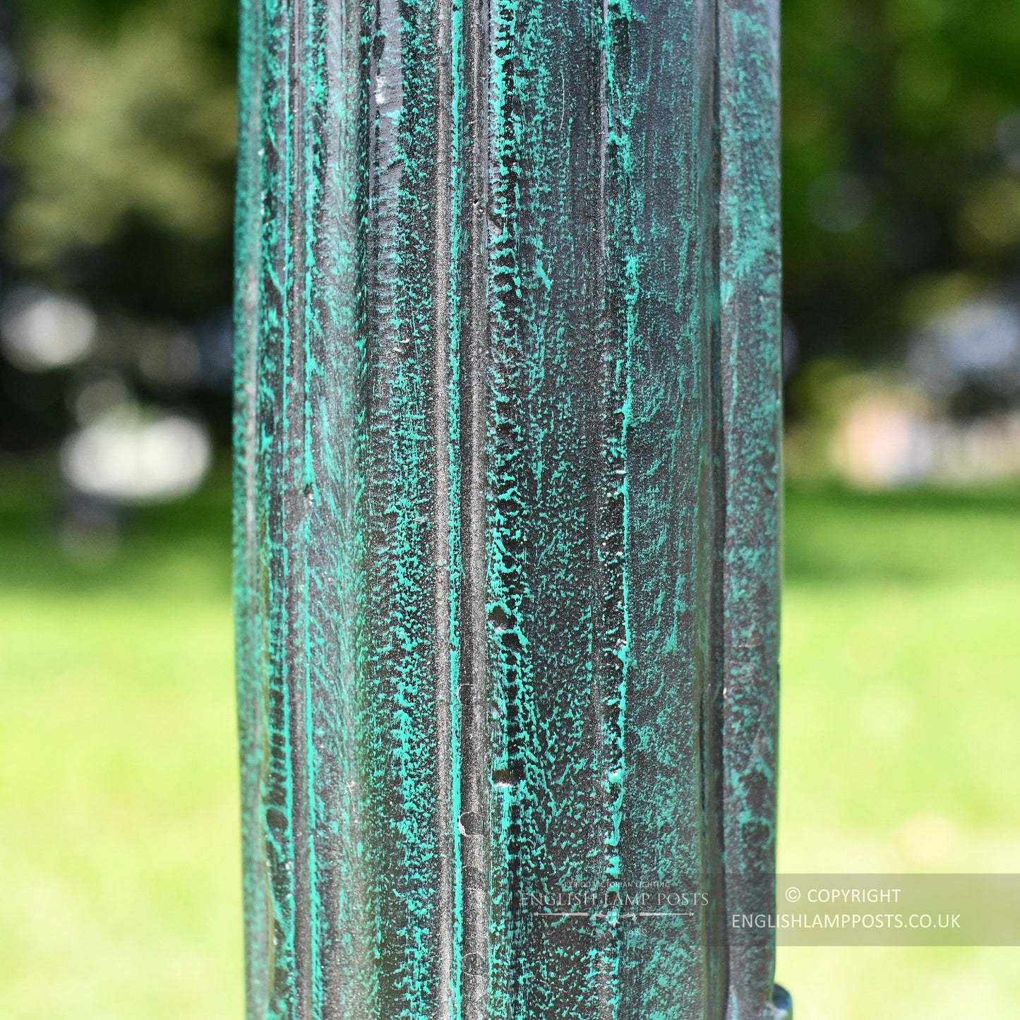 Antique Green Fluted Cast Iron Lamp Post Column