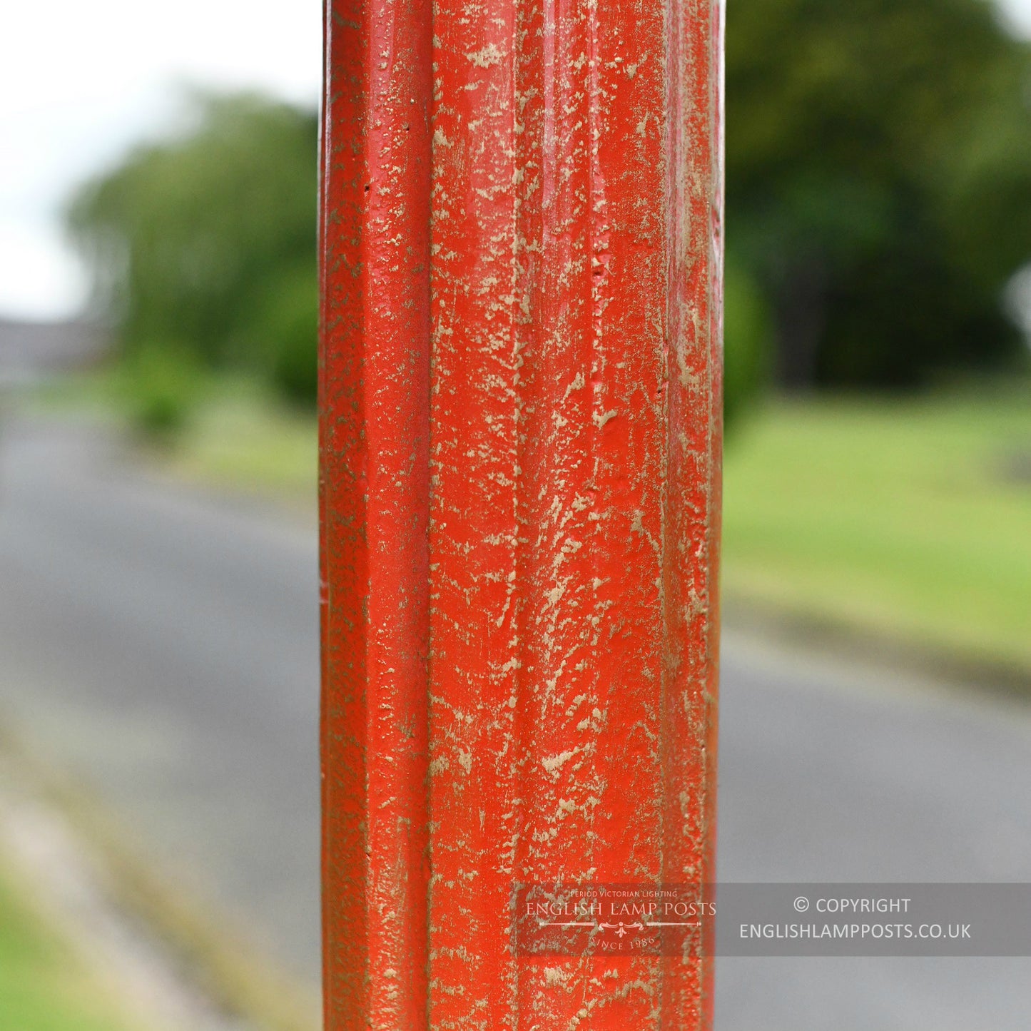 Antique Red and Gold Vintage Lamp Post Column