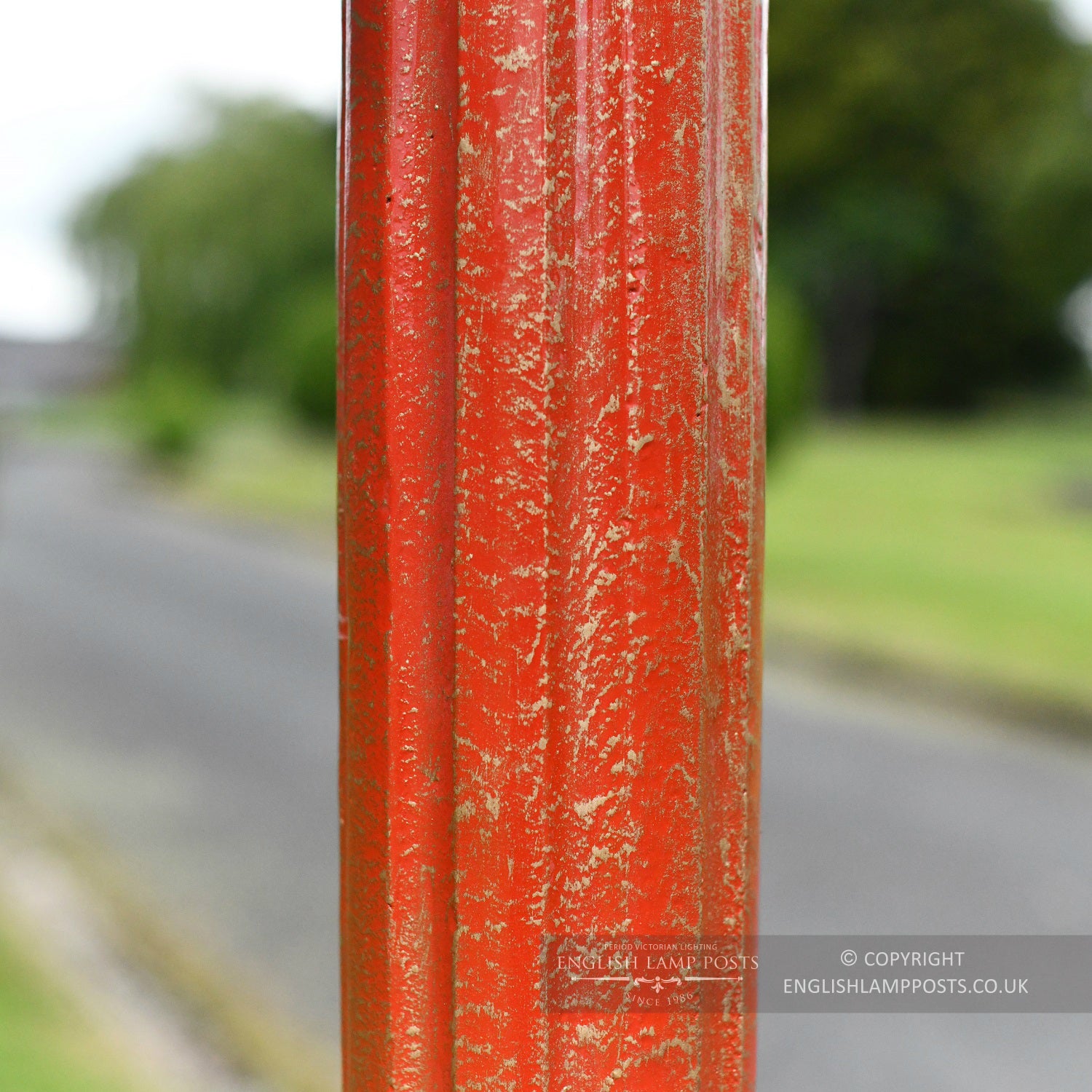 Antique Red and Gold Vintage Lamp Post Column
