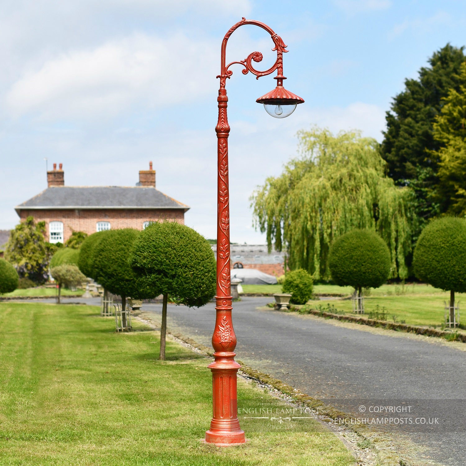 Antique Red Parisian Inspired Cast Iron Lamp Post