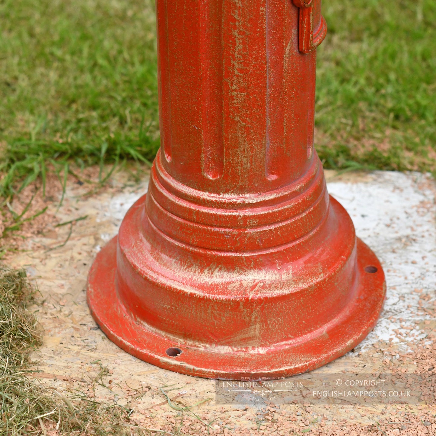Antique Red Parisian Inspired Cast Iron Lamp Post Base Plate