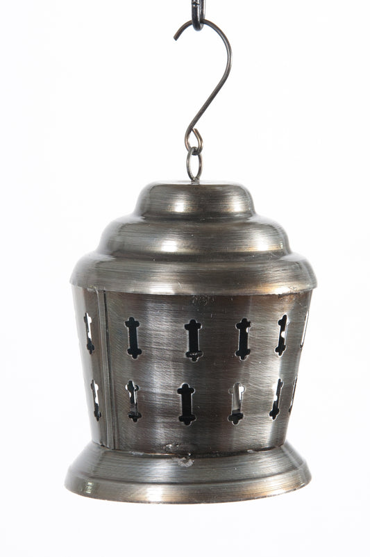 Antique Silver Etched Hanging Candle Lantern