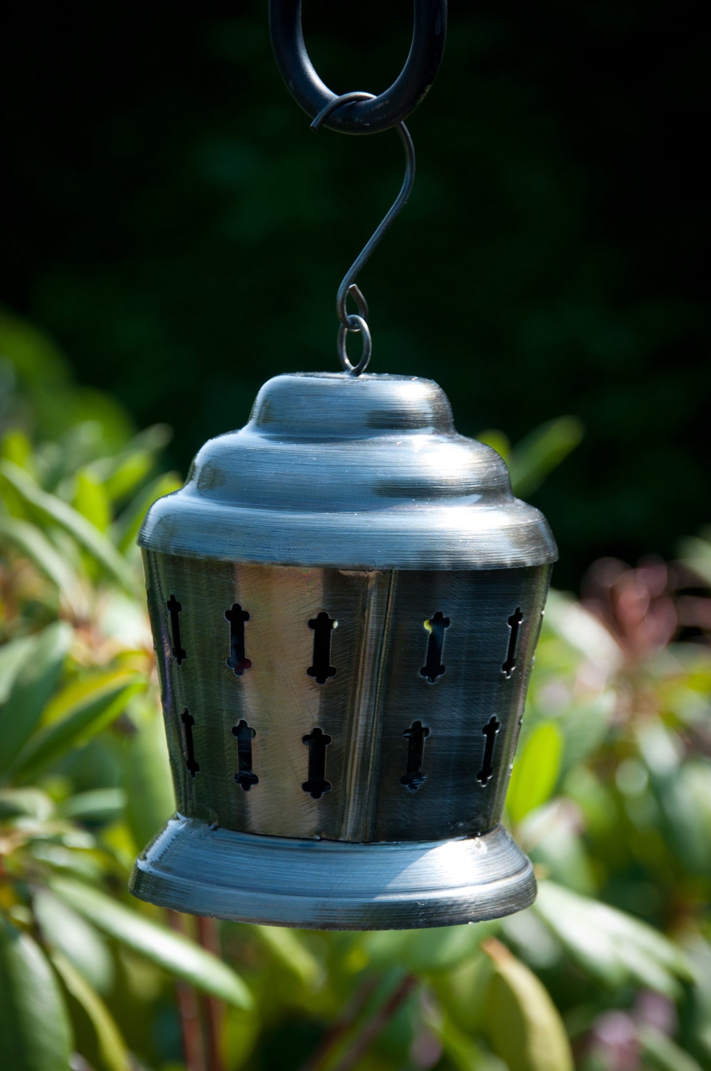 Antique Silver Etched Hanging Candle Lantern