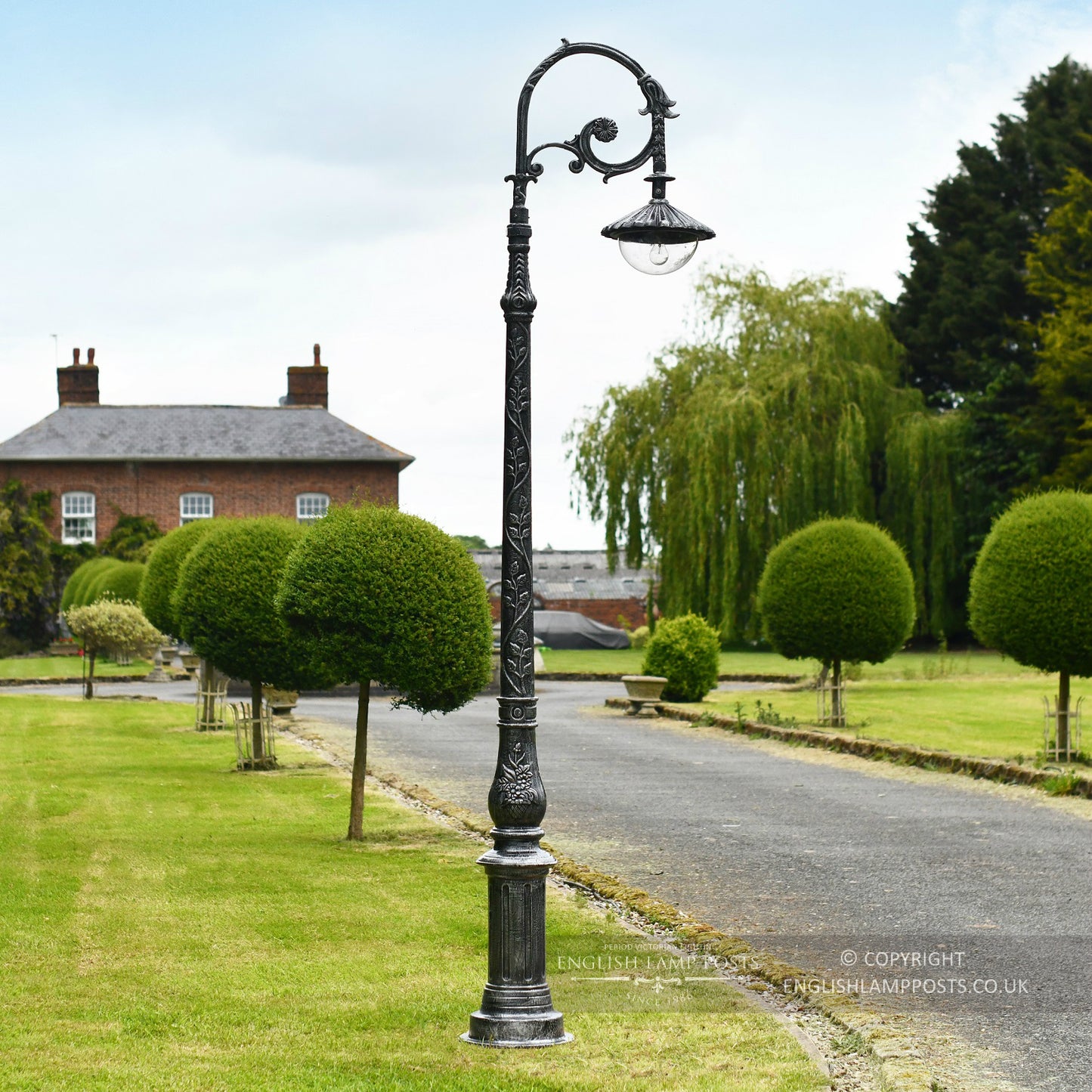 Antique Silver Parisian Inspired Cast Iron Lamp Post