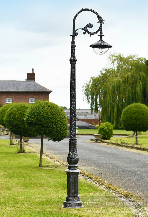 3.1m Antique Silver Deluxe Cast Iron Lamp Post