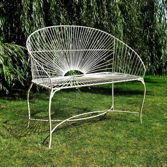 Antique White Sunrise Garden Bench