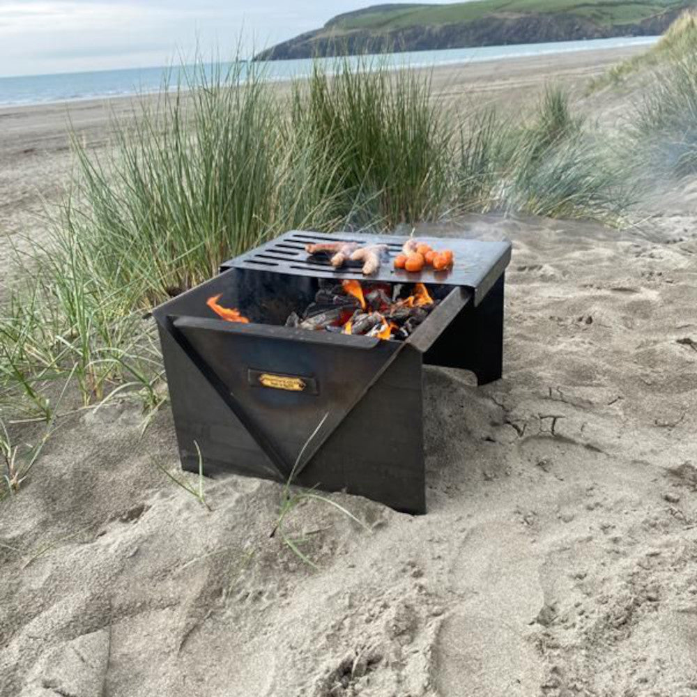 'Antony' Flat Pack Fire Pit And Barbecue in situ