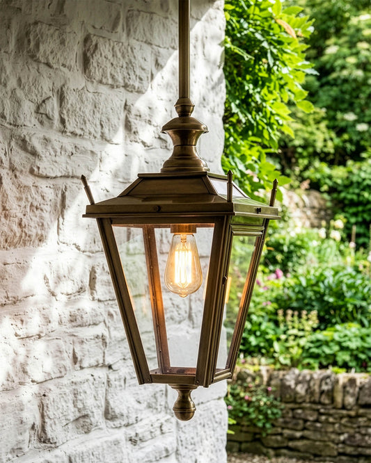Rigid Hanging Lantern Antique Brass Digital Illustration