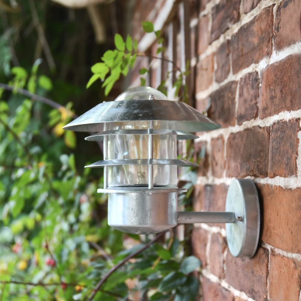 Side profile of the galvansied steel wall light