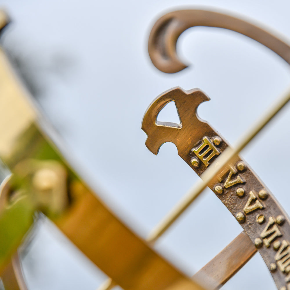 Magnified view of the bronze finials
