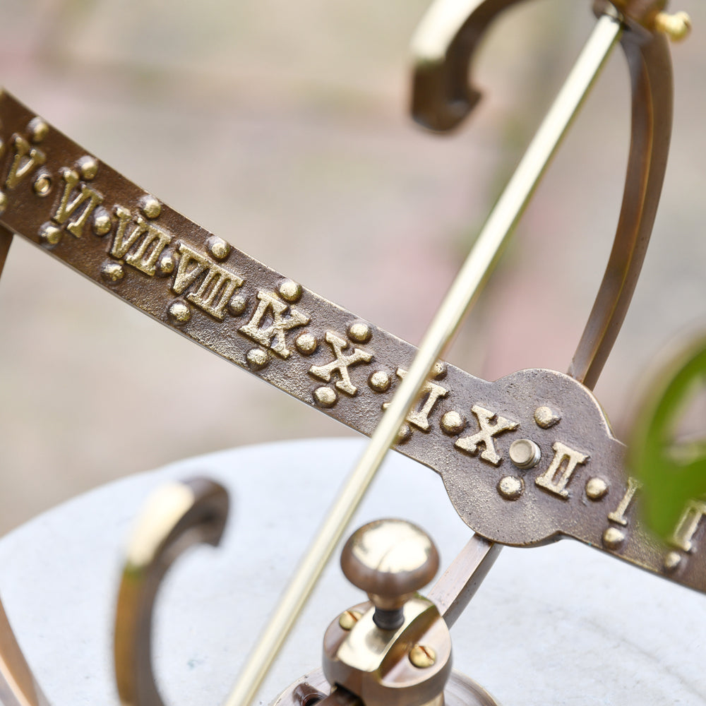 Close up of the embossed roman numerals