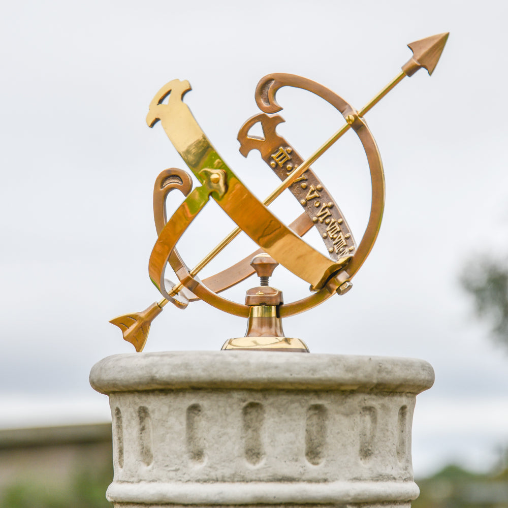 Straight on view of the armillary in situ