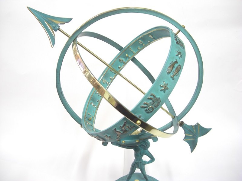 Solid Brass Atlas Armillary Sundial