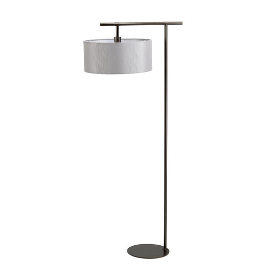 'Avington' Polished Brass Floor Lamp With Silver Lamp Shade