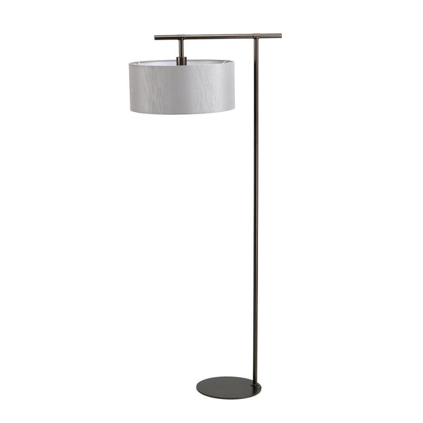 'Avington' Polished Brass Floor Lamp With Silver Lamp Shade