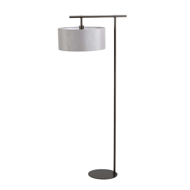 'Avington' Polished Brass Floor Lamp With Silver Lamp Shade - thumbnail