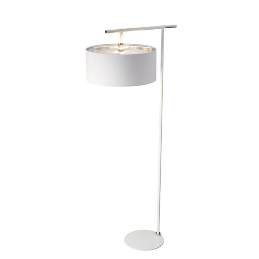 'Avington' Polished Nickel Floor Lamp With White Lamp Shade - thumbnail