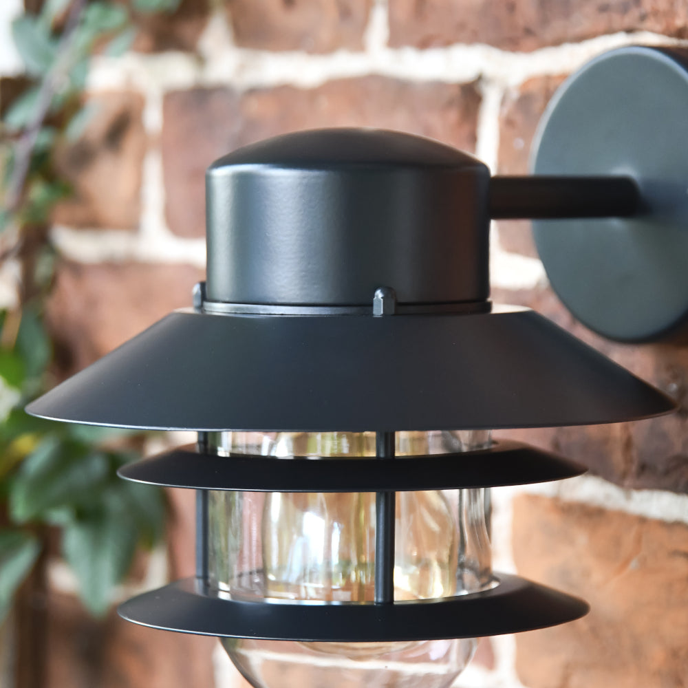 Close up of the black lamp shade