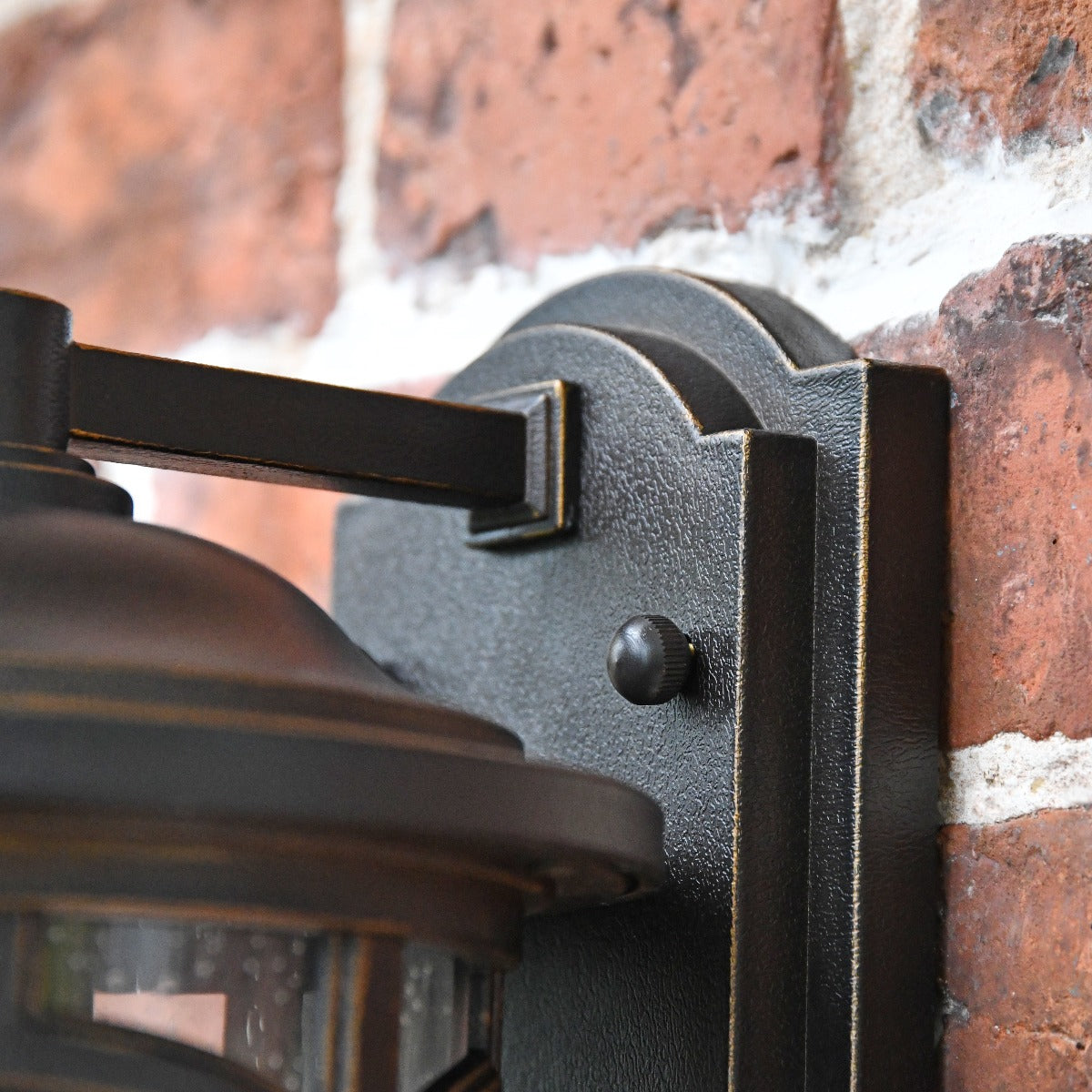 Back Plate Of Bronze Flush Wall Lantern With Seeded Glass