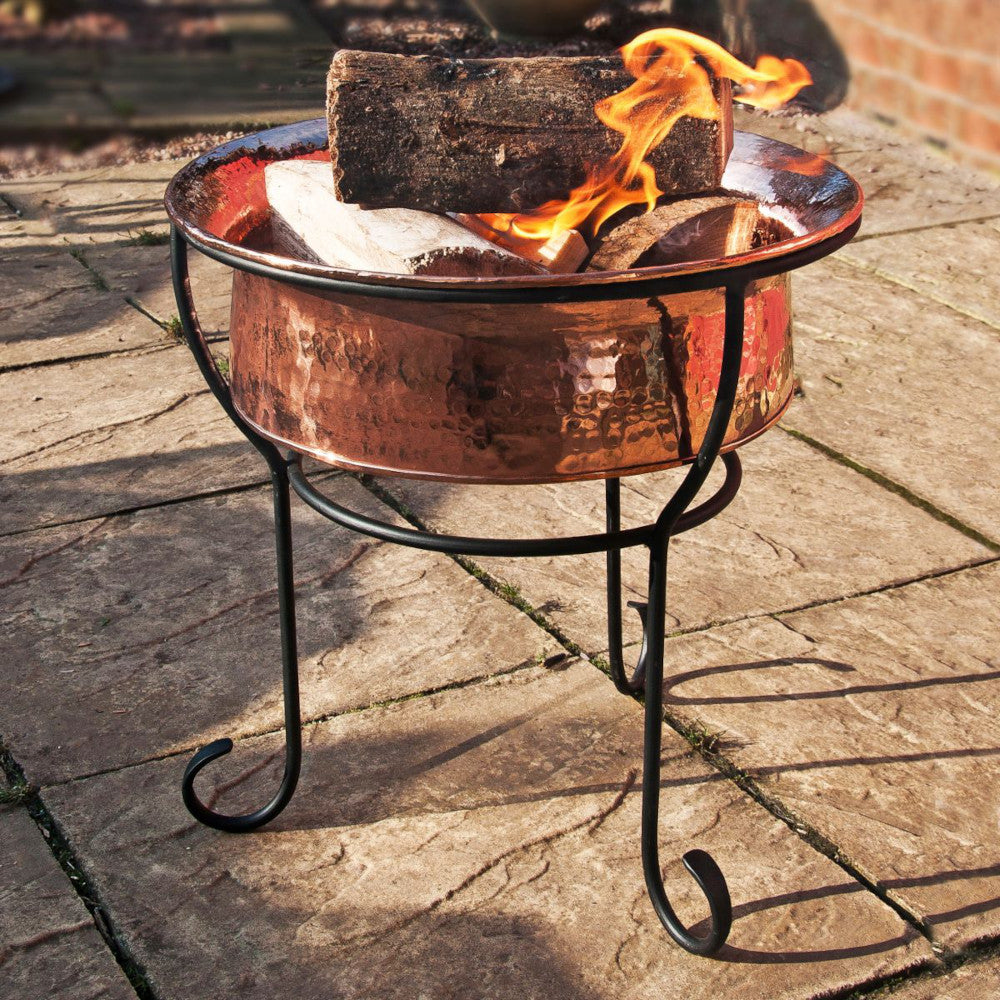 The copper fire pit in situ