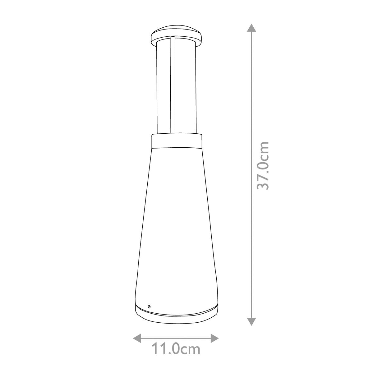 Dimensions for the plain 'Baron' aluminium mini bollard