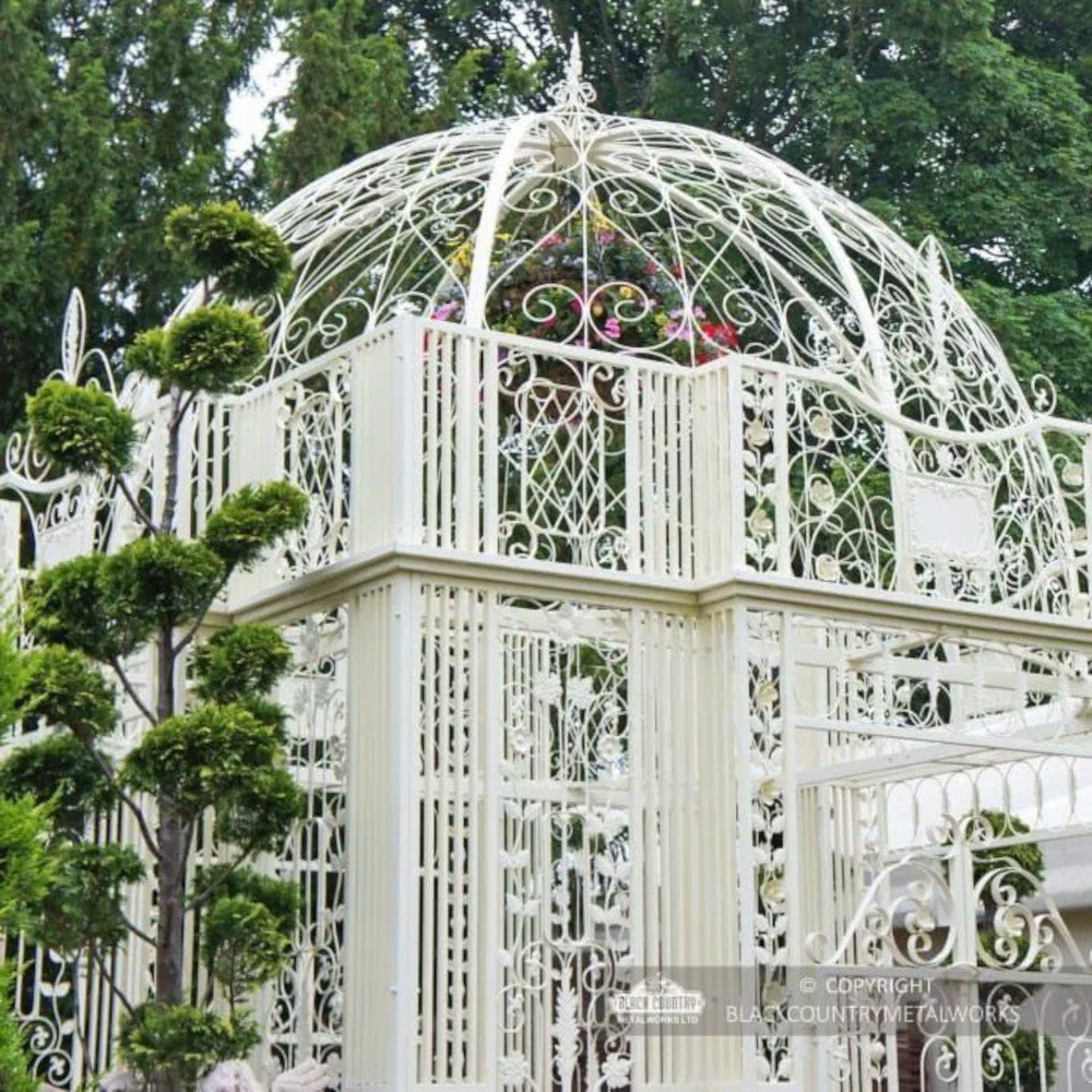 Close up of the Cream Royal Alexandria Gazebo With Doors