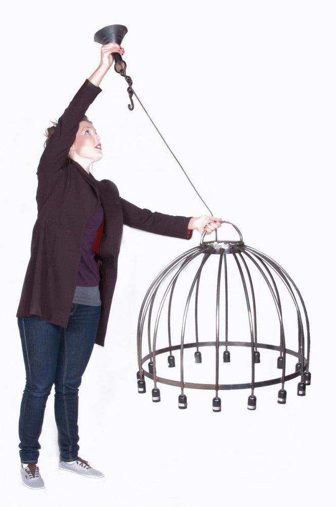 Life size scale of the 'Beeston' Bird Cage Pendant Light