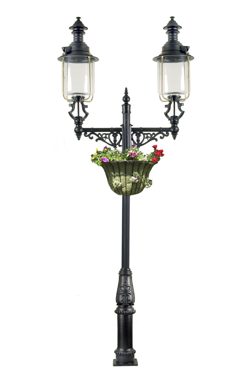 Victorian Double Head Belgravia Lamp Post 4.1m with Flower Basket