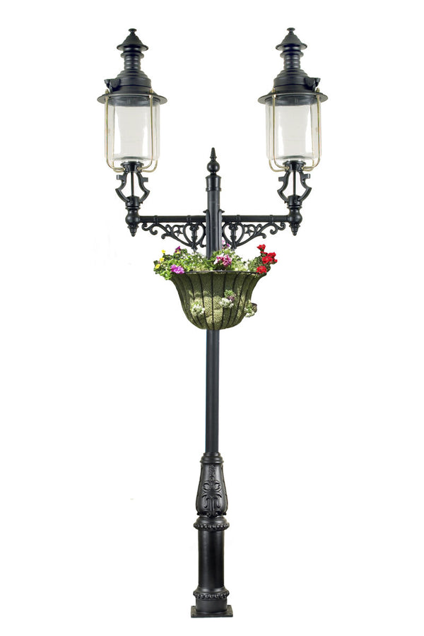 Victorian Double Head Belgravia Lamp Post 4.1m with Flower Basket