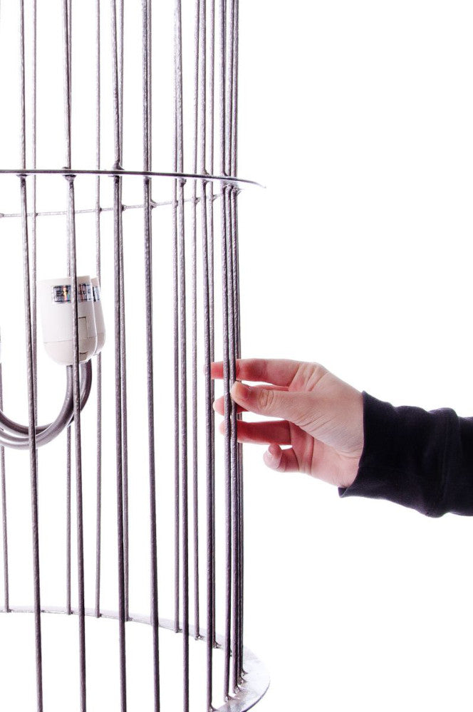 Life size scale of the silver 'Bexton' Bird Cage Chandelier Pendant Light 