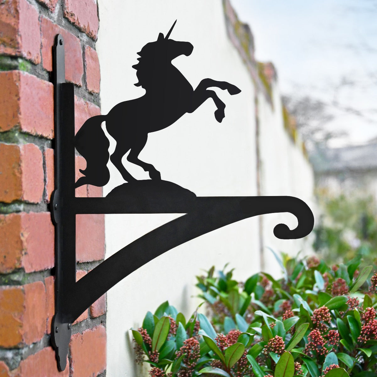 "'Unicorn '" Dog Garden Hanging Basket Bracket On Brick Wall