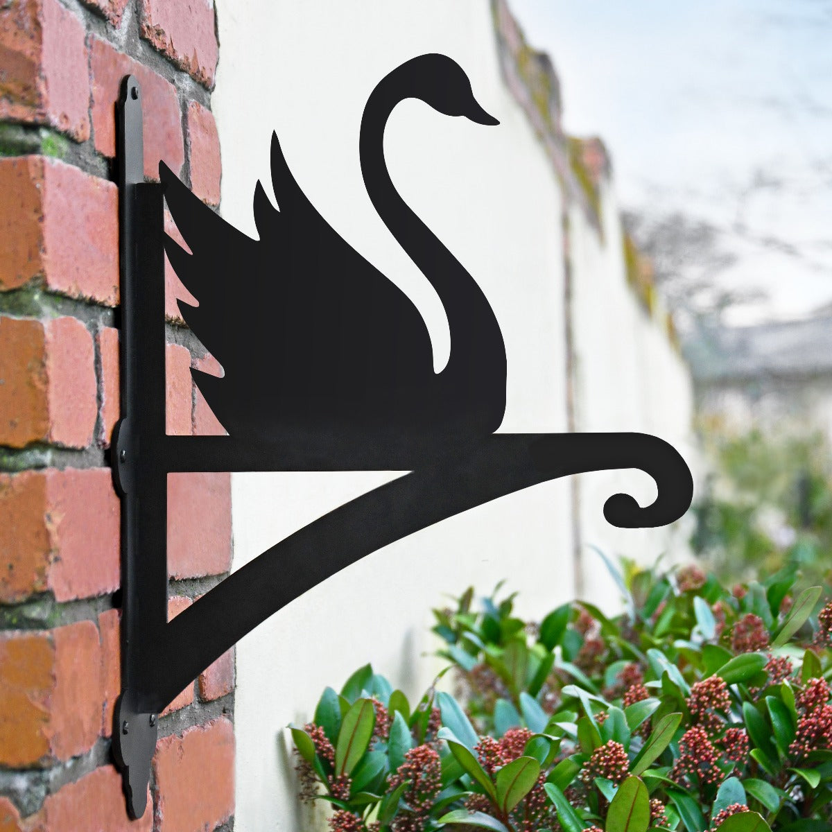 "'Swan'" Garden Hanging Basket Bracket On Brick Wall