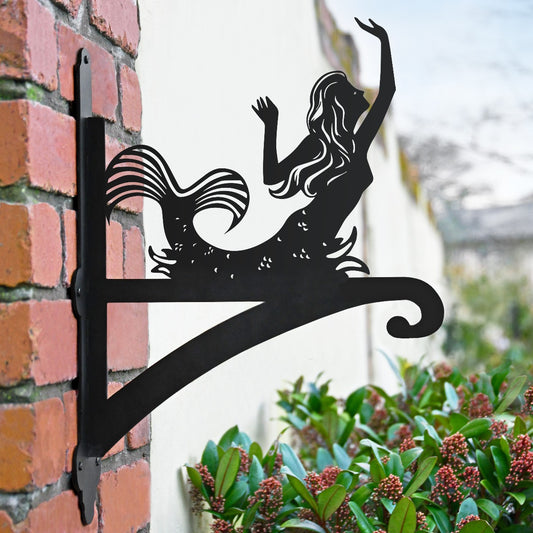 "'Mermaid'" Garden Hanging Basket Bracket On Brick Wall