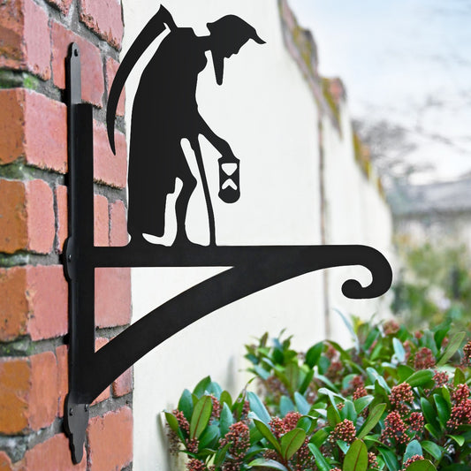 "Old Father Time" Garden Hanging Basket Bracket In Situ