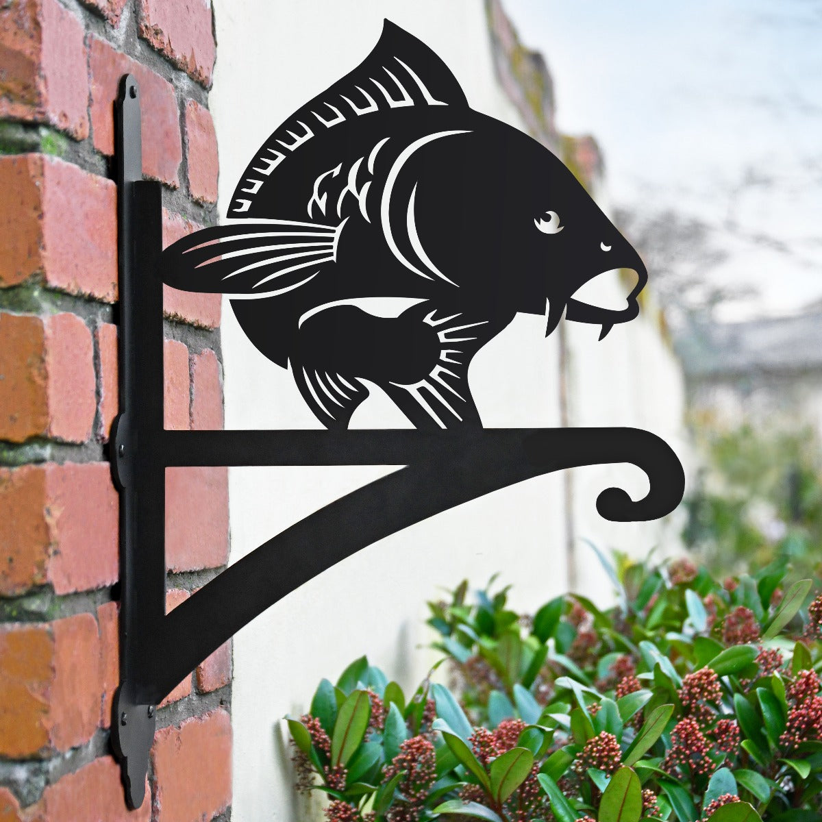 "Koi Fish" Garden Hanging Basket Bracket In Situ