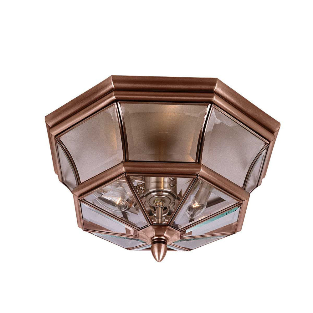 'Bidlake' Copper Octagon Flush Fit Ceiling Light