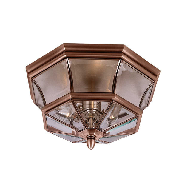 'Bidlake' Copper Octagon Flush Fit Ceiling Light