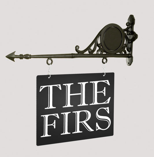 Black hanging saloon sign