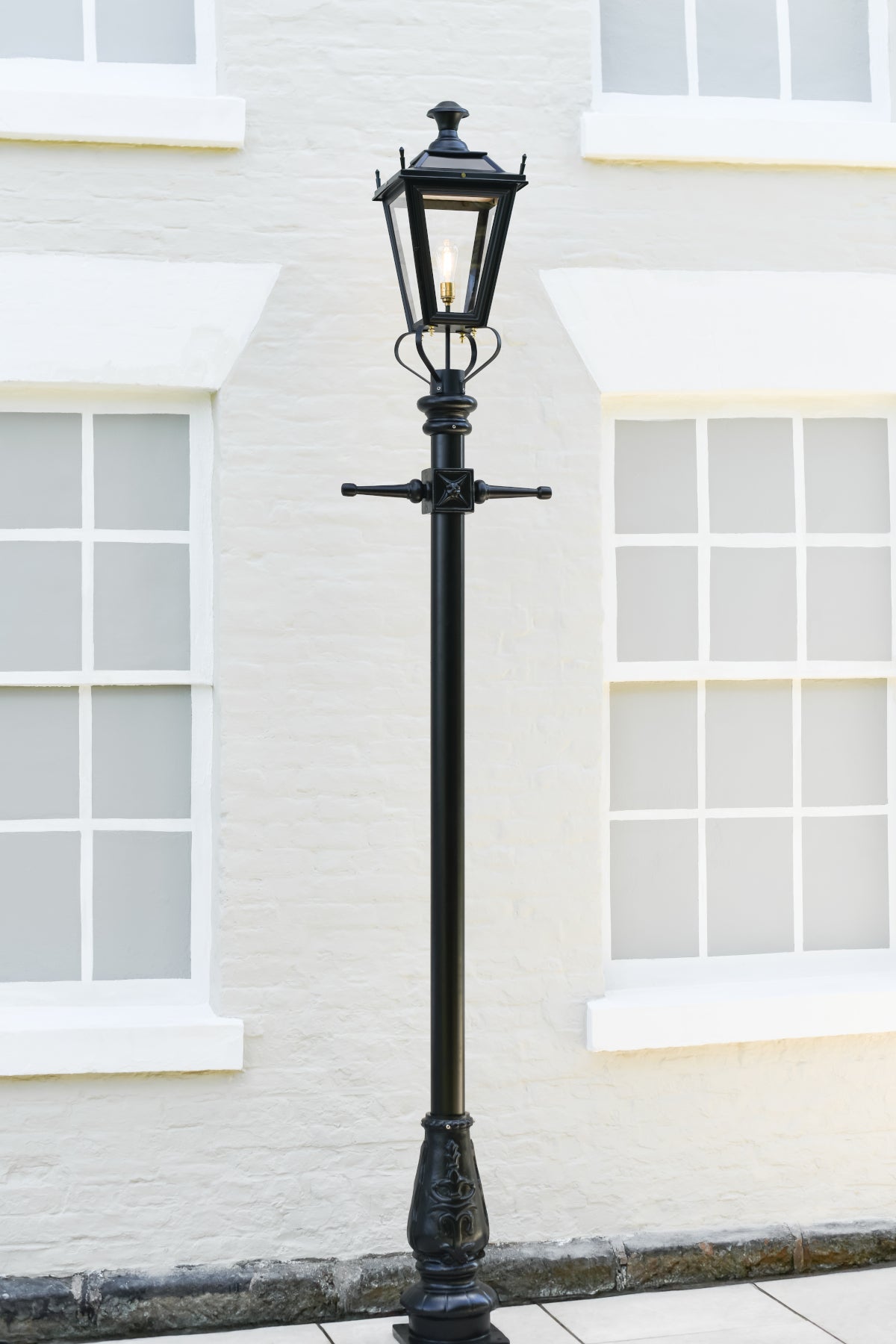 The Black Traditional 'Dorchester' Lamp Post In Situ