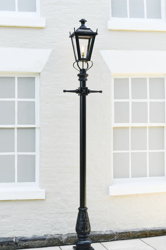 The Black Traditional 'Dorchester' Lamp Post In Situ