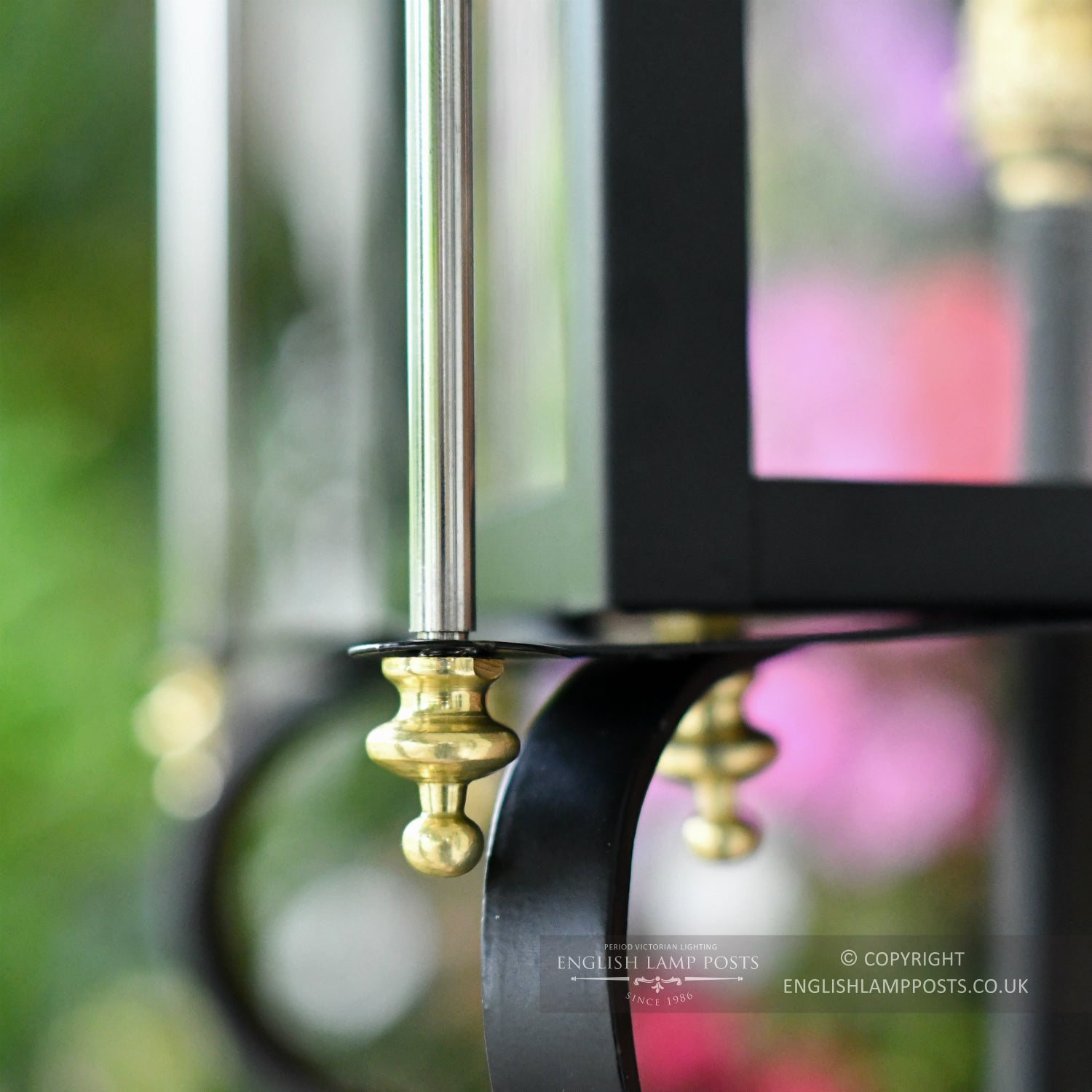 Black and Brass Rochford Victorian Garden Wall Light Close Up