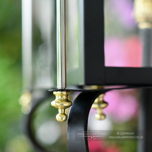 Black and Brass Rochford Victorian Garden Wall Light Close Up