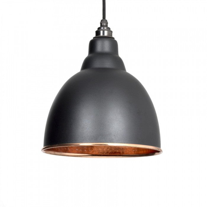 Black and Copper Bowl-Shaped Hanging Pendant Light