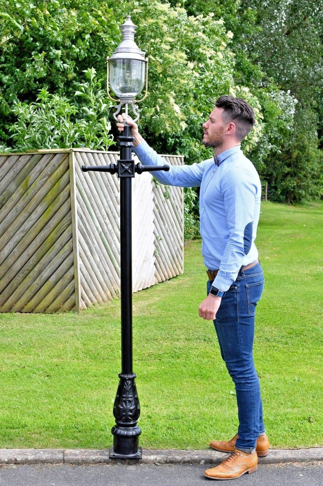 Black and Raw Aluminium Victorian Belgravia Lamp Post 2.20m