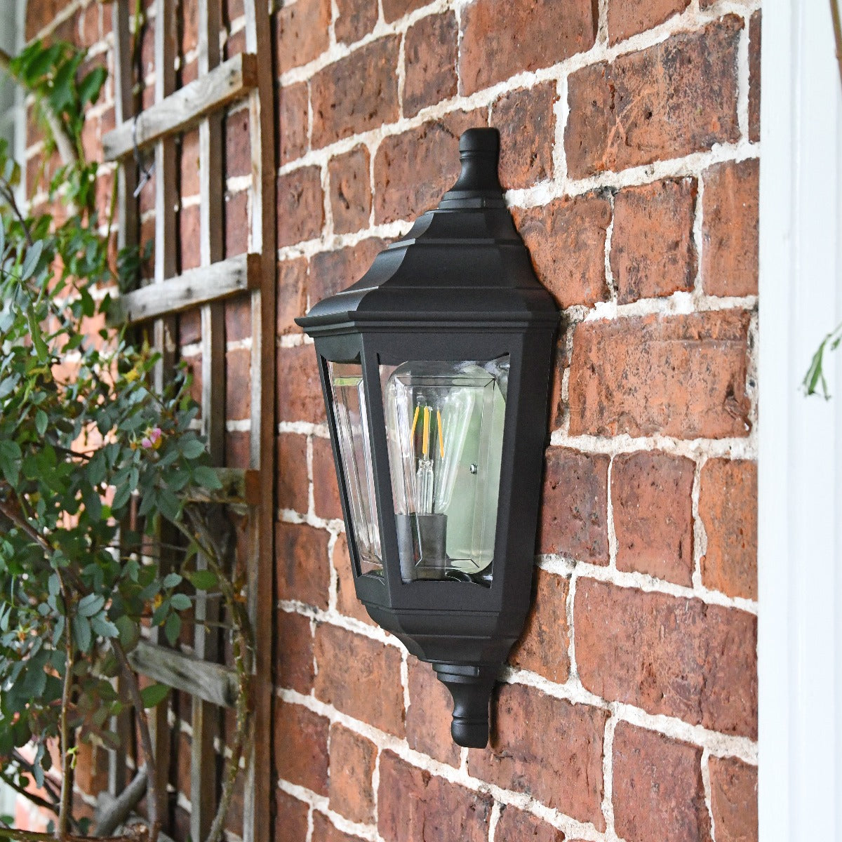 Black Bellvue Flush Outdoor Wall Lantern