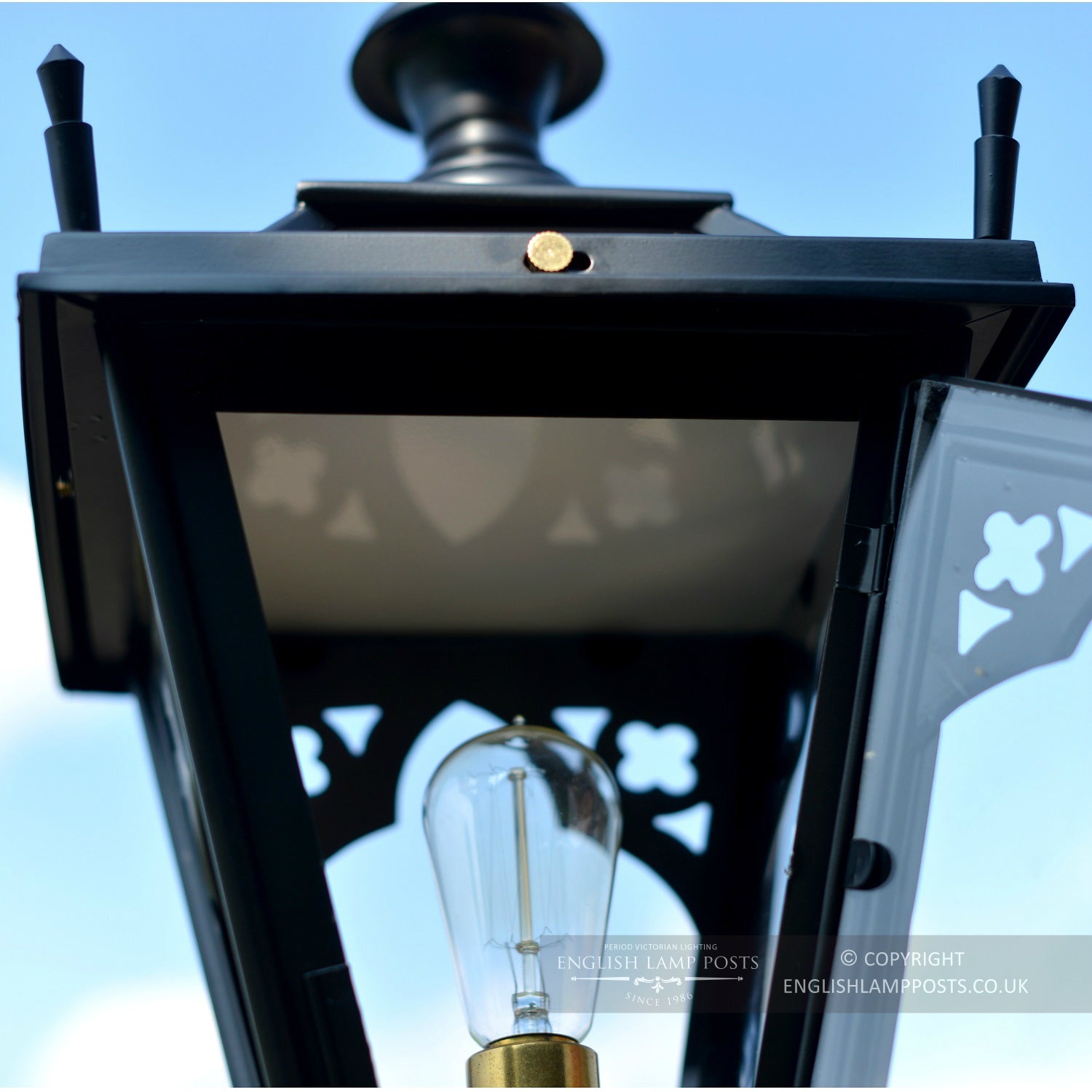 Black Canterbury Pillar Lantern Close