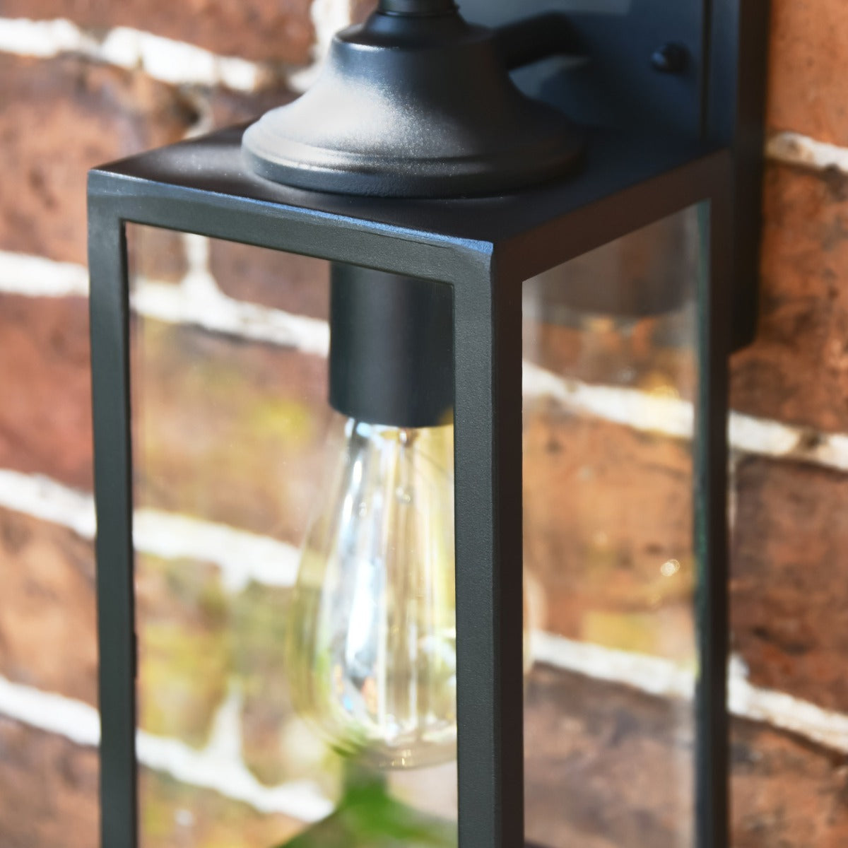 Close-Up of Black Finish on Contemporary Rectangular Wall Light