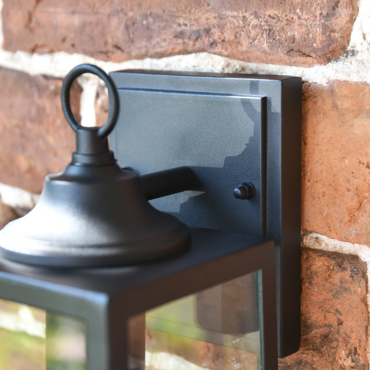 Close-Up of Backplate on Black Contemporary Rectangular Wall Light
