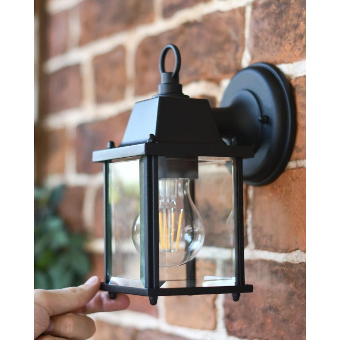 'Alderley Edge' Black Contemporary Outdoor Top Fix Wall Light