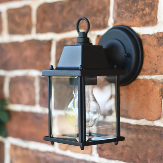 'Alderley Edge' Black Contemporary Outdoor Top Fix Wall Light
